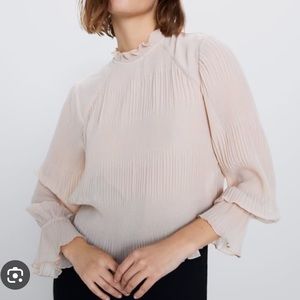 Zara Pleated High-neck Blouse
